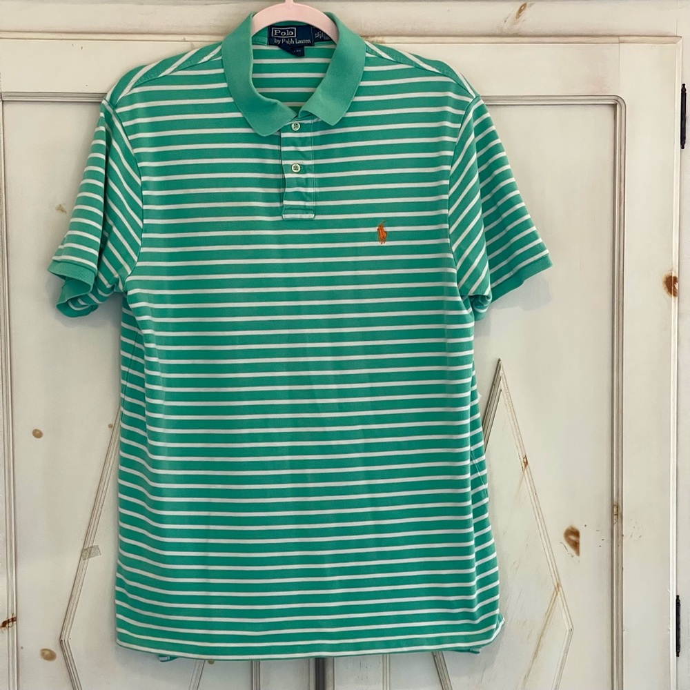 Polo Ralph Lauren Polo Shirt Green
Striped Size X-Large custom fit